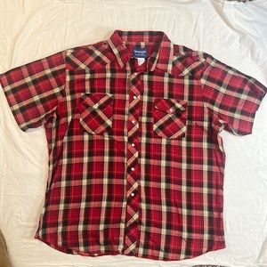 Wrangler pearl snap button down xl red plaid